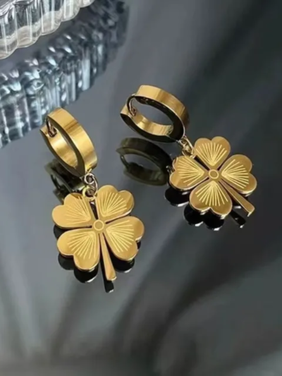 Four clover gold earrings