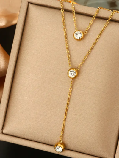 Double layered 3 stone necklace