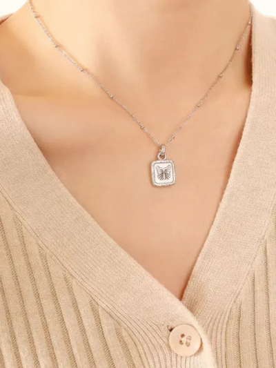 Pearl Butterfly Necklace Silver