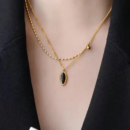 Black layered oval necklace
