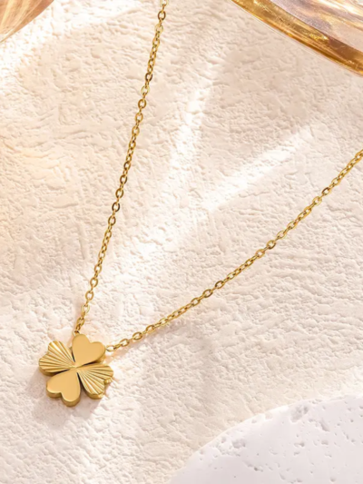 Clover flower pendant necklace-Plain