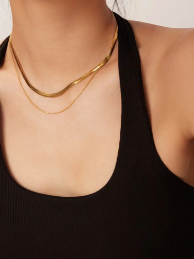 Double layered snake chain necklace