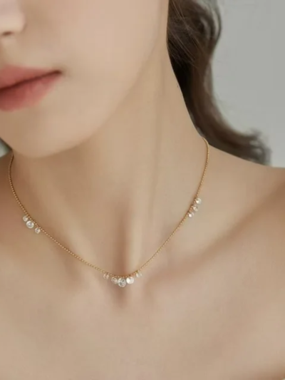 Premium white diamond tassel necklace