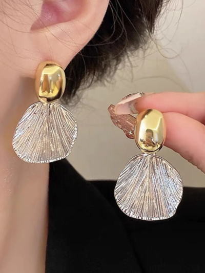 Dual tone drop earrings