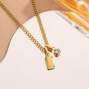 Gold bar duo zircon necklace