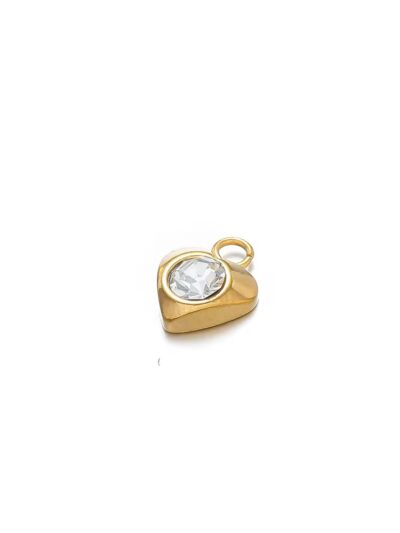 Heart white zircon charm