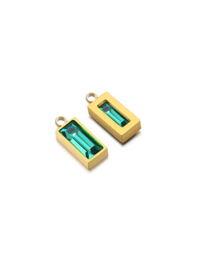 Mini rectangle single hole stone charm light blue