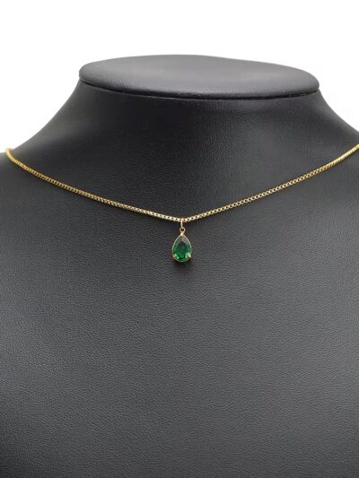 Big drop single hole stone charm green