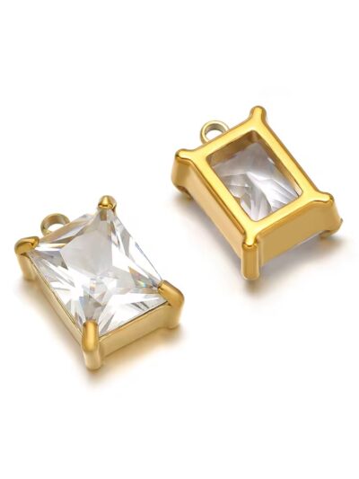 Big rectangle single hole stone charm white