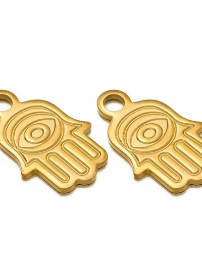 Hamsa evil eye charm golden