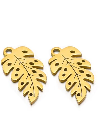 Flat golden leaf charm