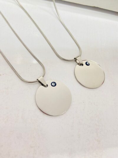 Men’s Stainless Steel Evil Eye Pendant Necklace