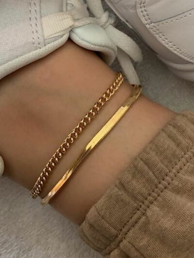 REAH Flat Snake chain Anklets Pair