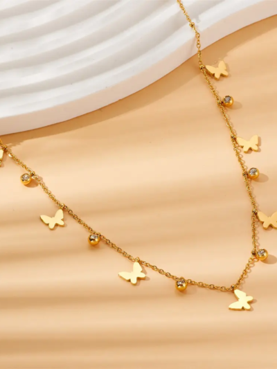 Golden Butterfly tassels necklace