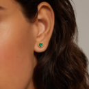 Emerald Retro Sweet heart studs