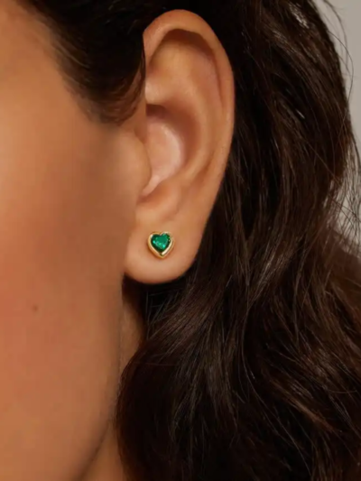 Emerald Retro Sweet heart studs