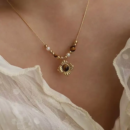 Natural Tiger eye agate pearl beads necklace