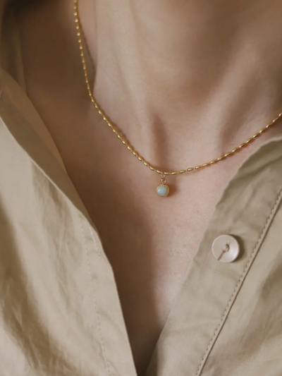 Soft glam moon pearl pendant