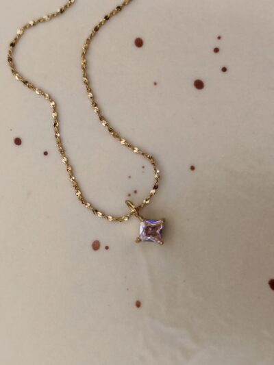 Diamond zirconia Pink Necklace