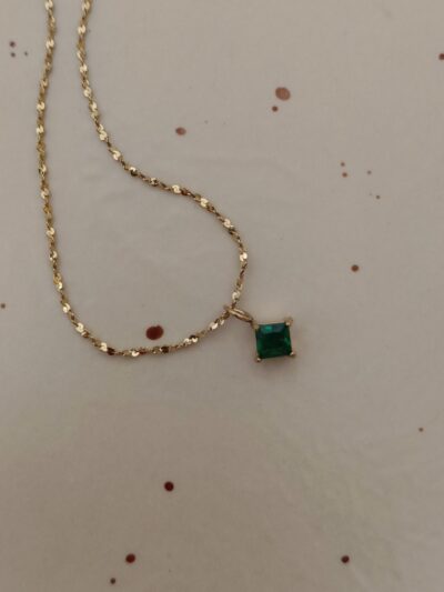 Diamond zirconia Emerald Necklace