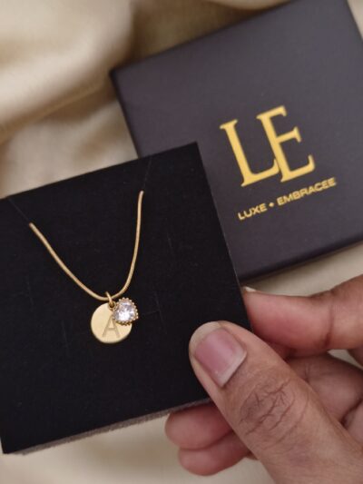 Disc initials A with sweet heart Necklace