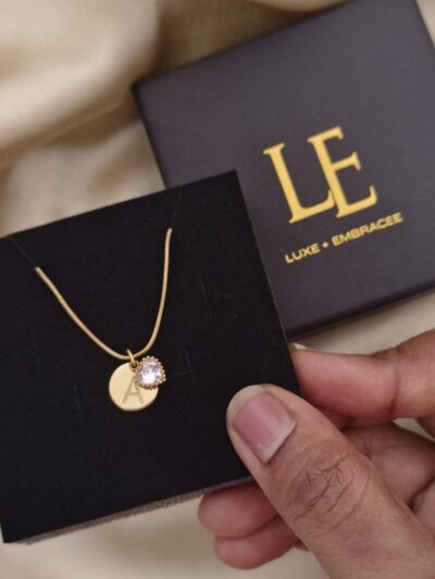Disc initials A with sweet heart Necklace