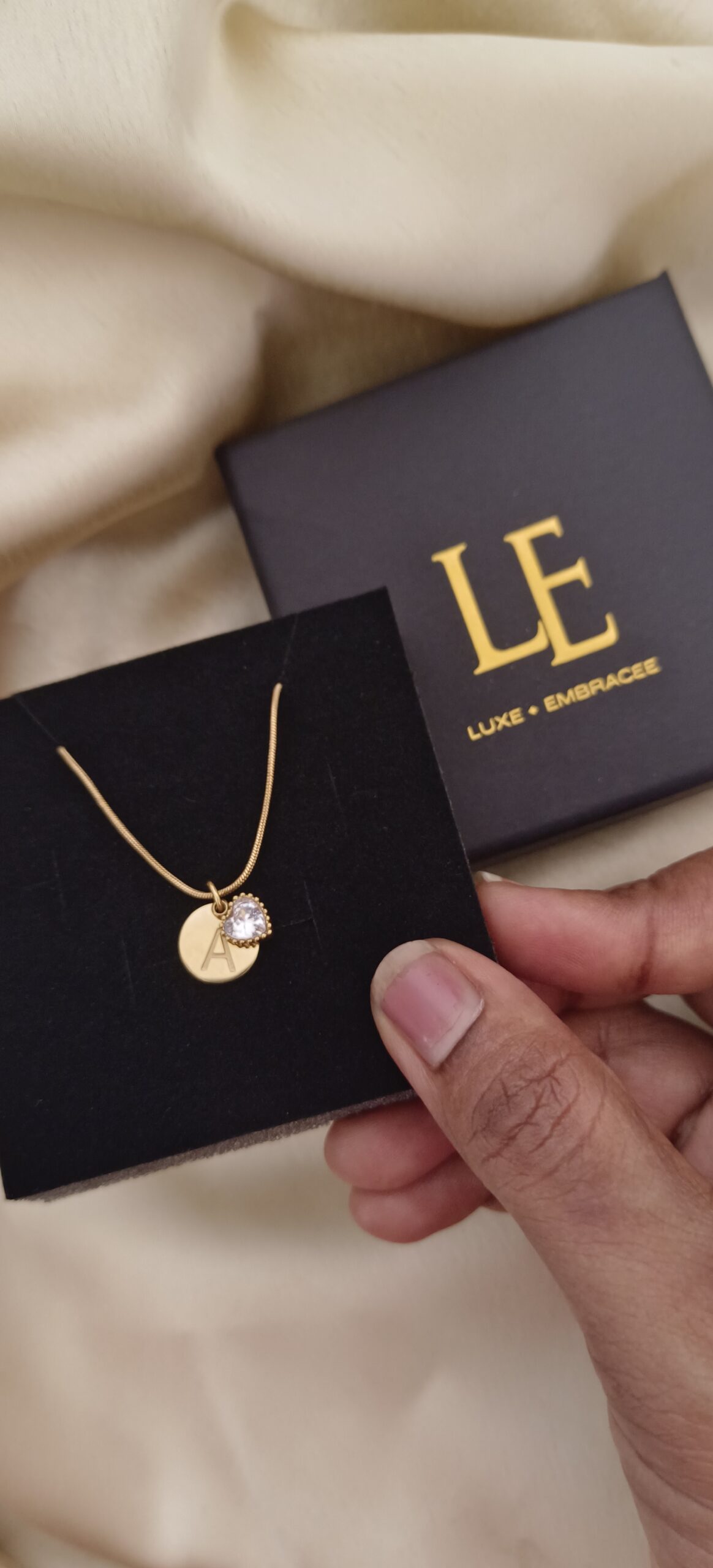 Disc initials A with sweet heart Necklace