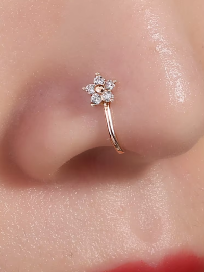 Non piercing Flower Nose pin- Single