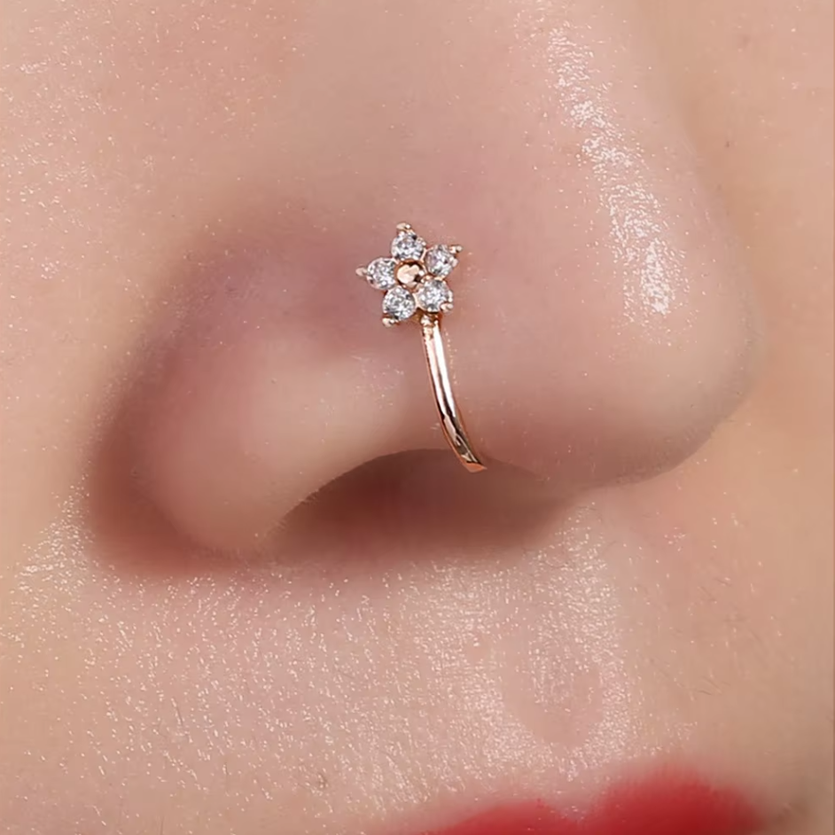 Non piercing Flower Nose pin- Single