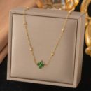 Four-leaf clover necklace Green