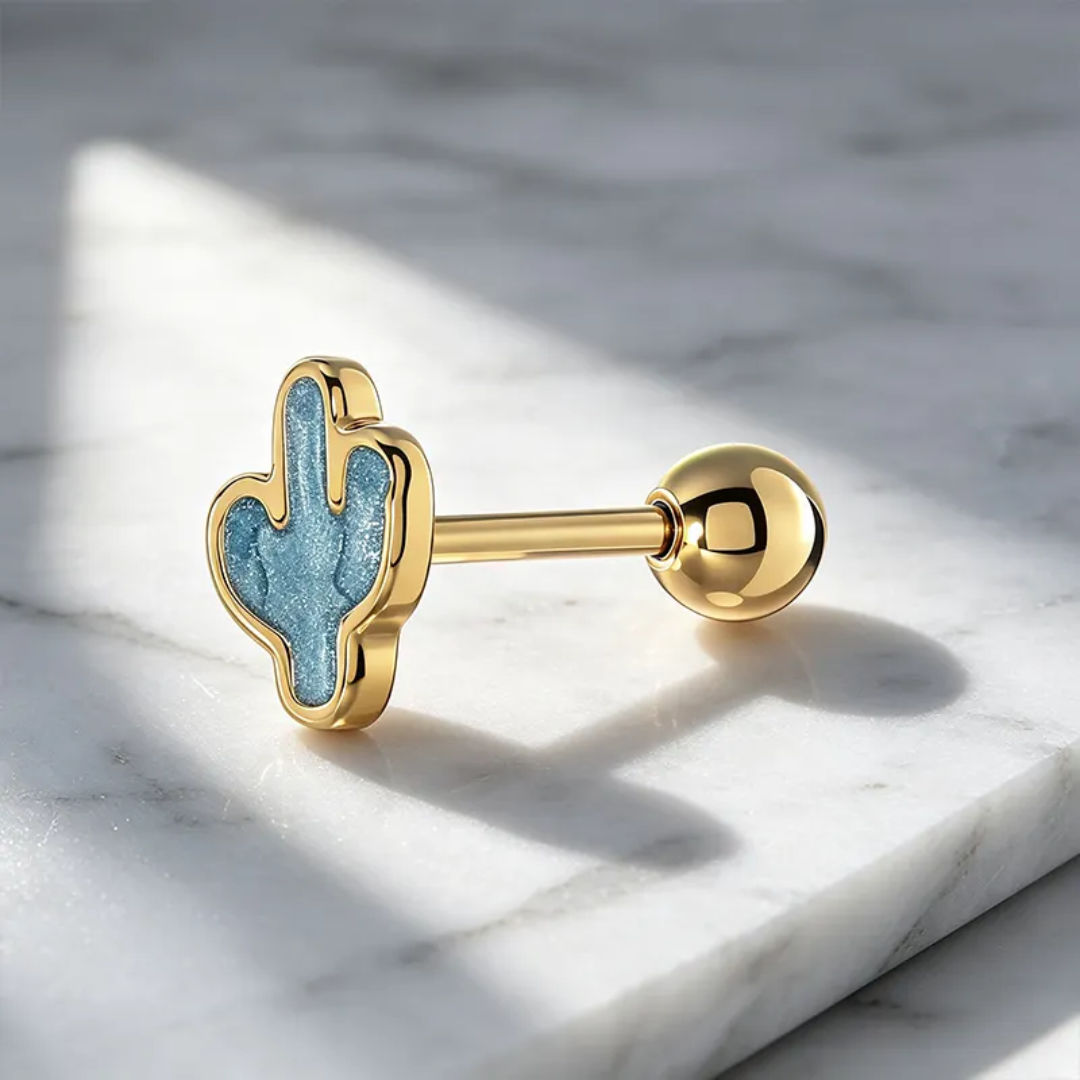 Cactus Fresh Unisex Studs Gold - Image 3