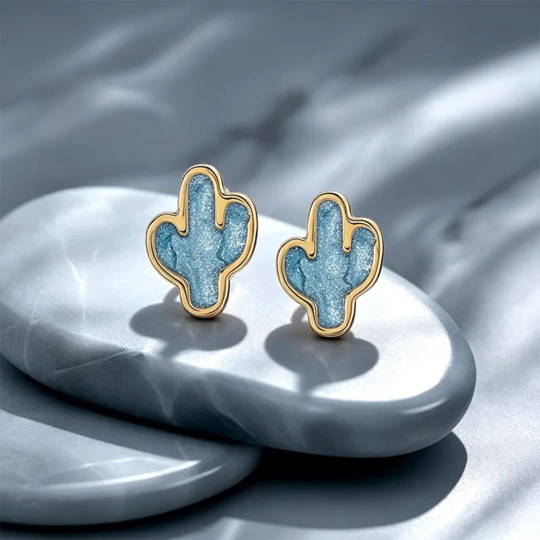 Cactus Fresh Unisex Studs Gold