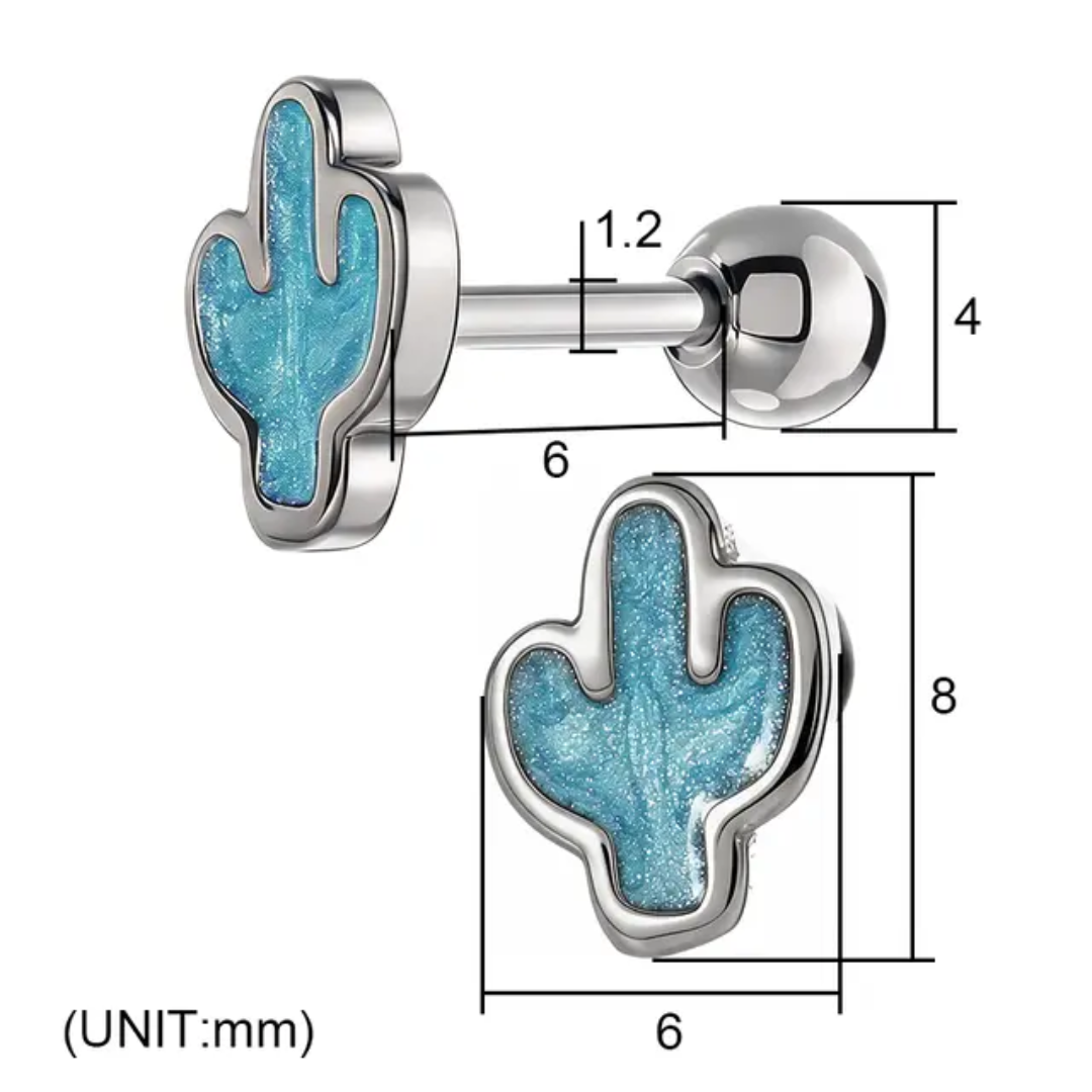 Cactus Fresh Unisex Studs Gold - Image 4